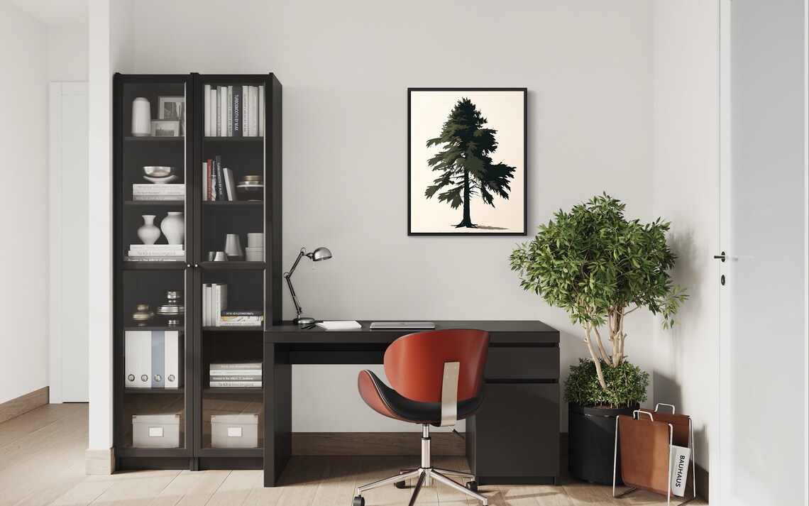 Coast Redwood Tree Minimalist Botanical Silhouette Art Poster - Image 3