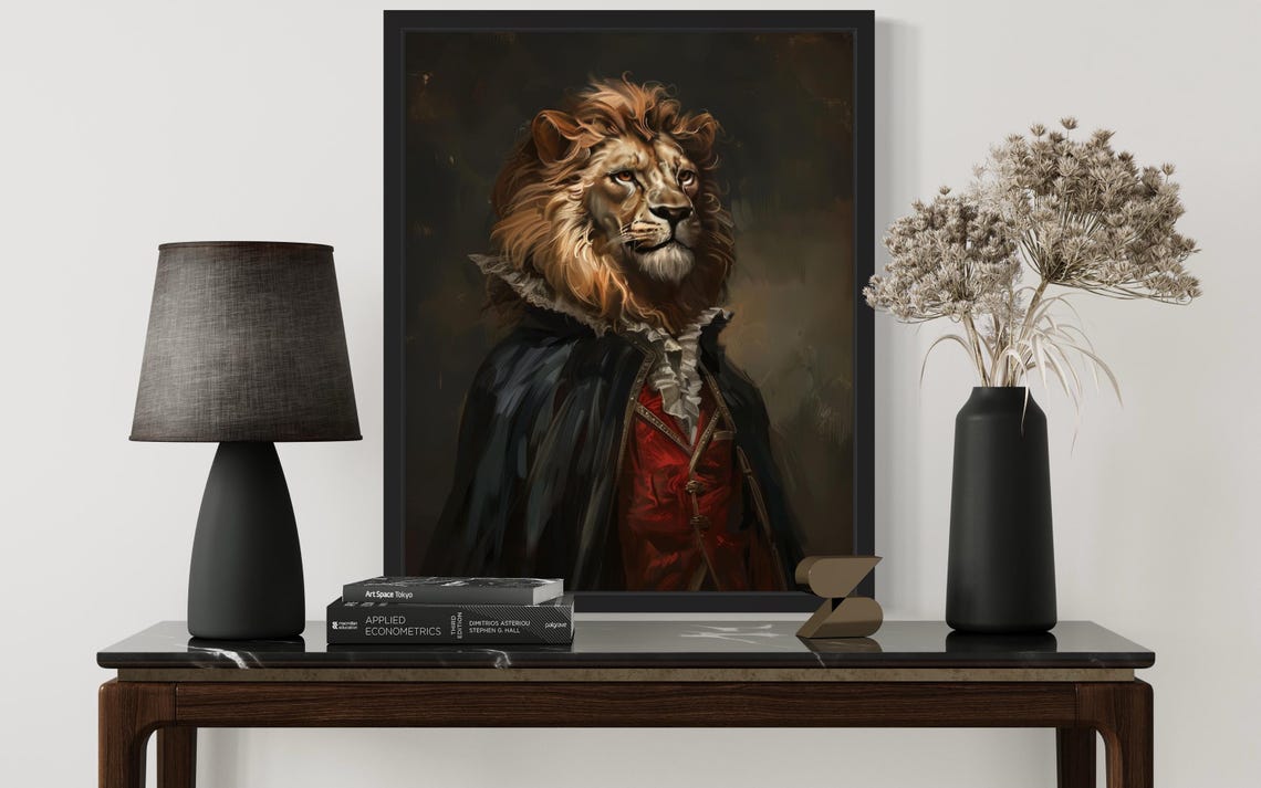 Fierce Lion Vampire Lord In Black Cape Gothic Portrait Poster - Image 2