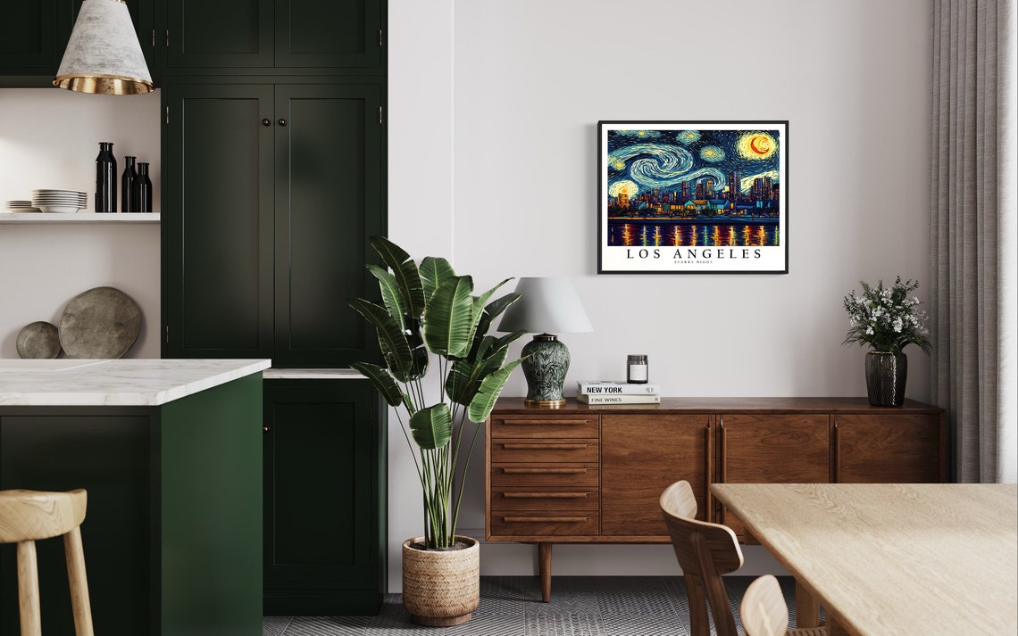 Lubbock Texas Downtown Skyline Van Gogh Starry Night City Poster - Image 3