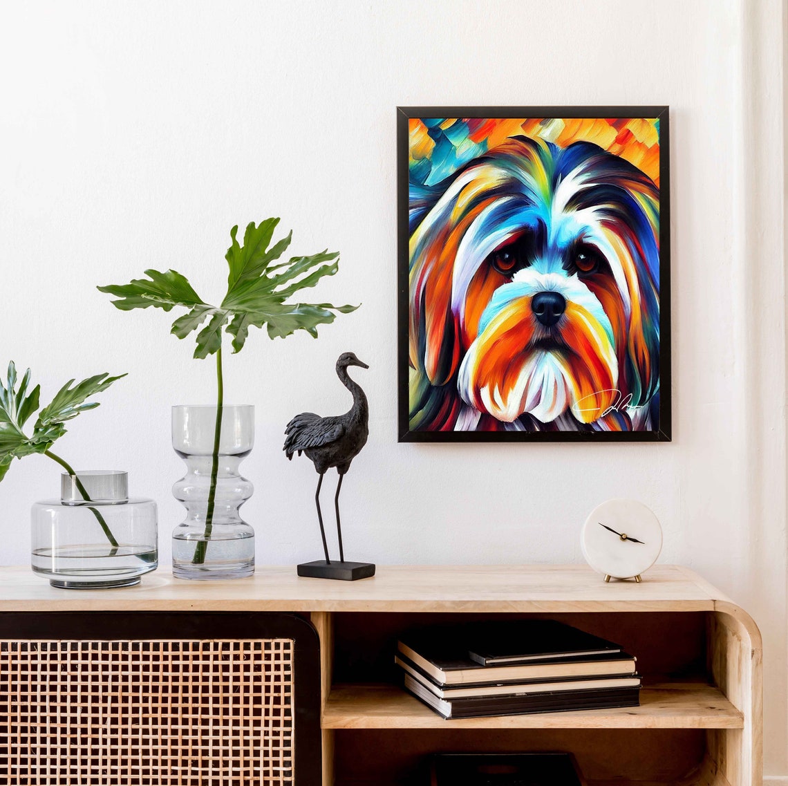 Lhasa Apso Dog Rainbow Abstract Oil Portrait Colorful Art Poster - Image 2
