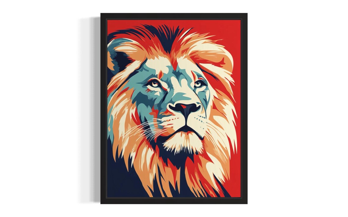 Lion Pop Art Poster Print Living Room Wall Original Paint Artwork Decor