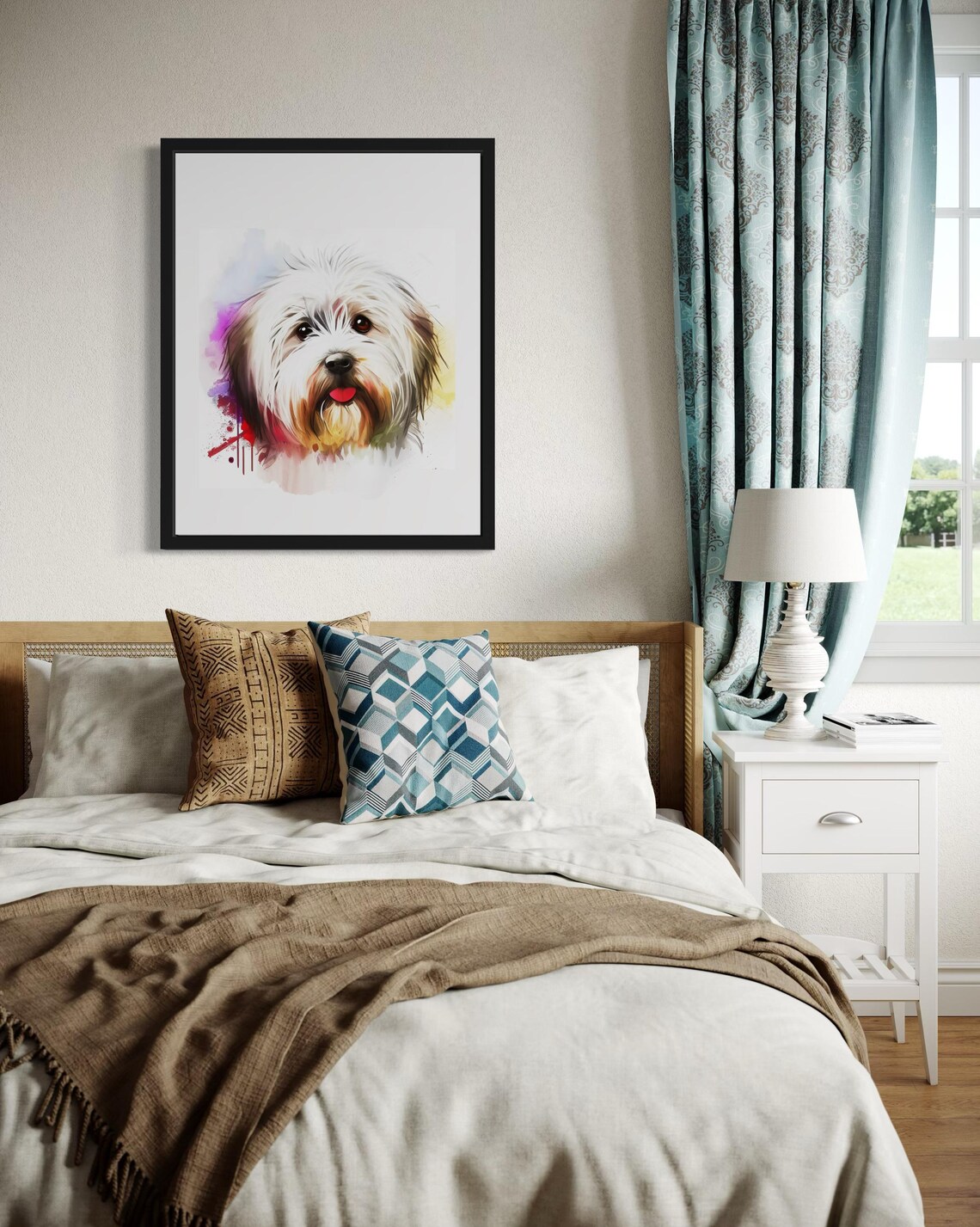 Coton De Tulear Watercolor Portrait Soft Pastel Wash Art Poster - Image 2