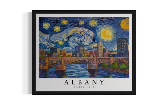 Albany New York Starry Night Art Print Wall Poster Original Paint Artwork Decor
