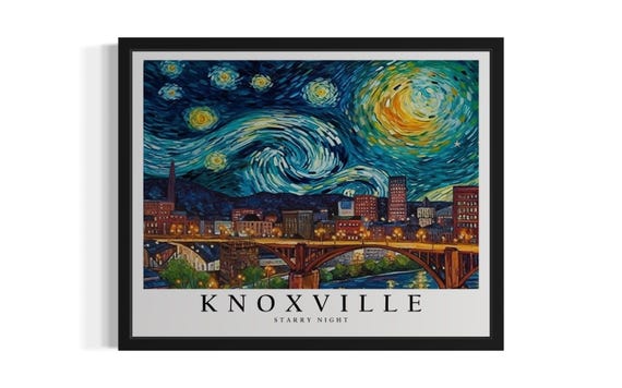 Knoxville Tennessee Starry Night Art Print Wall Art Poster Original Paint Artwork Artwork Decor
