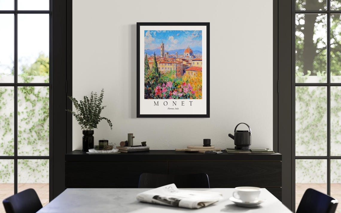 Florence Italy Duomo Skyline Garden View Monet Style City Poster - Image 2