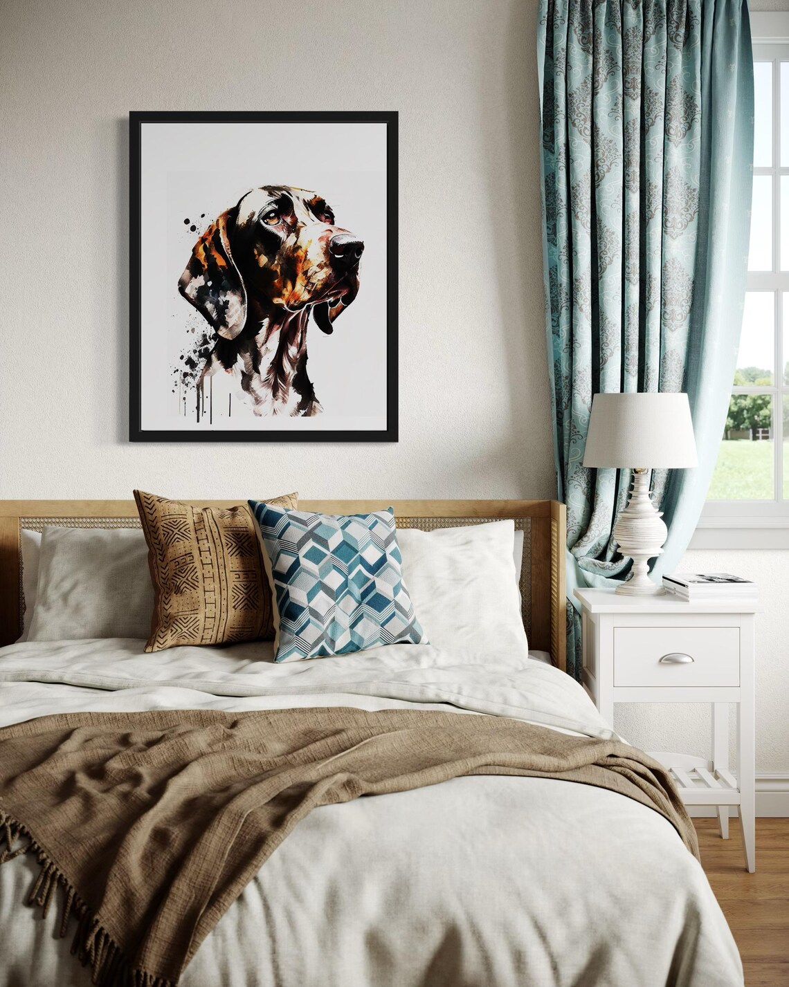 Plott Hound Dog Brindle Coat Watercolor Profile Portrait Poster - Image 4