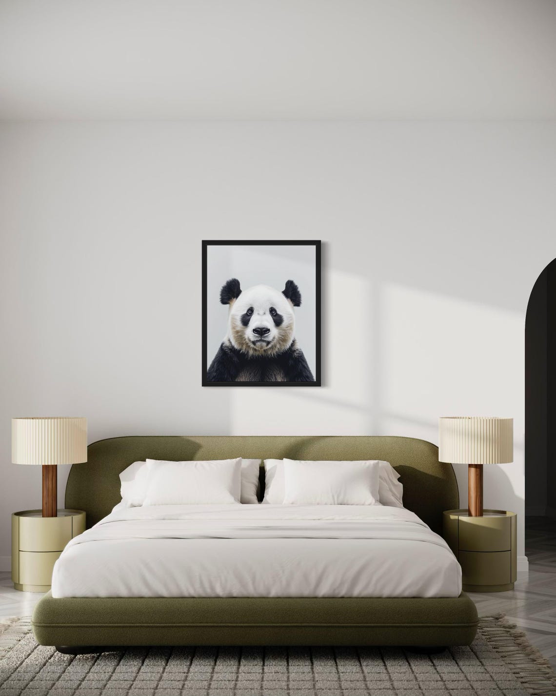 Adorable Giant Panda Face Close-Up on Gray Background Photo Poster - Image 3