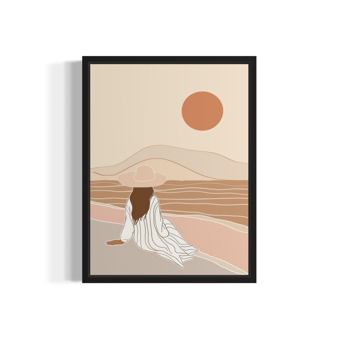 Female And Sunset Boho Art Print Wall Art Poster Original Paint Artwork Artwork Decor