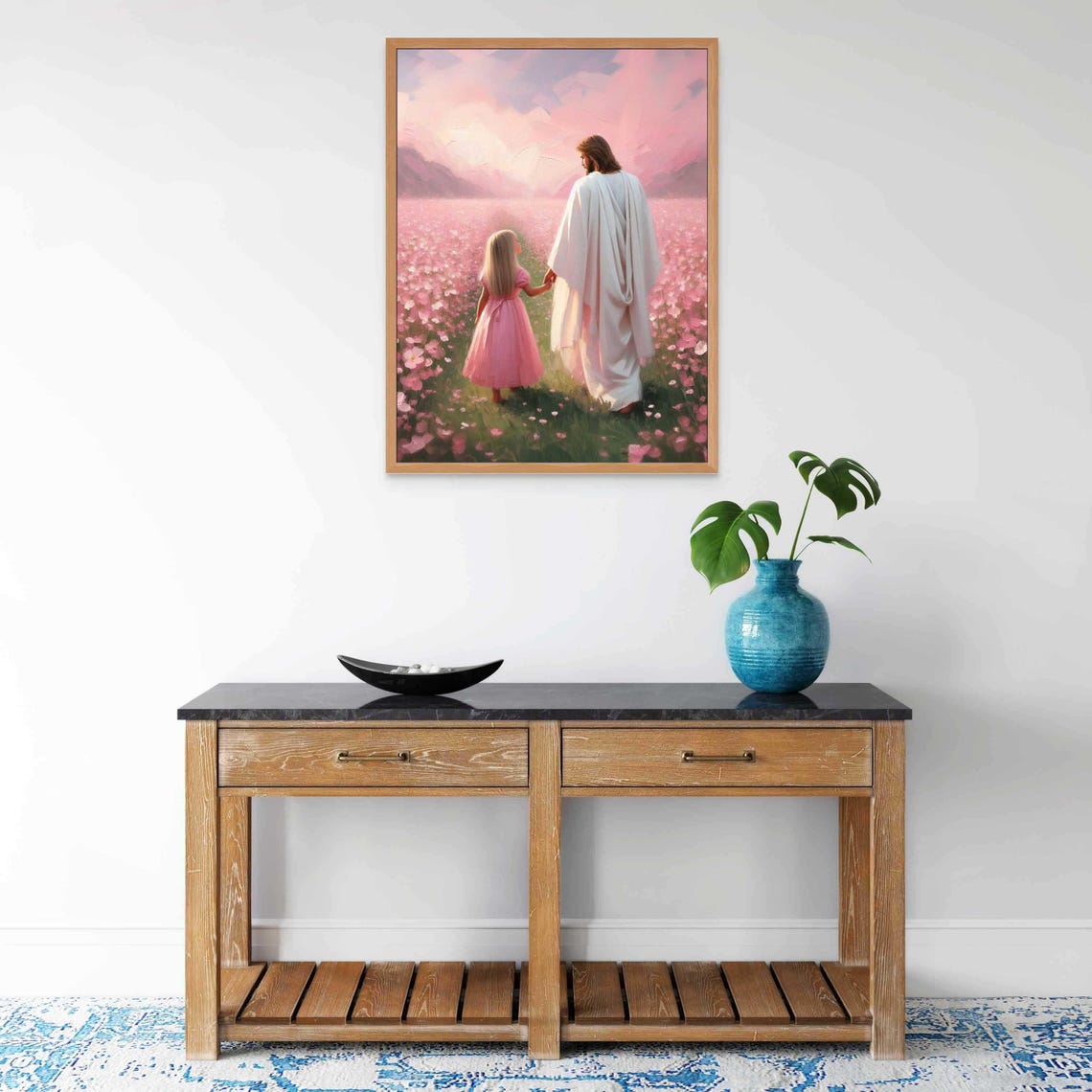 Your Path His Support Christian Painting Jesus With Girl Jesus Art Lds Painting Bible Prints Jesus And Children Art Picture Of Jesus - Image 7