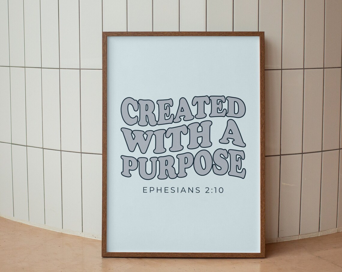 Retro Christian Wall Print, Created With A Purpose