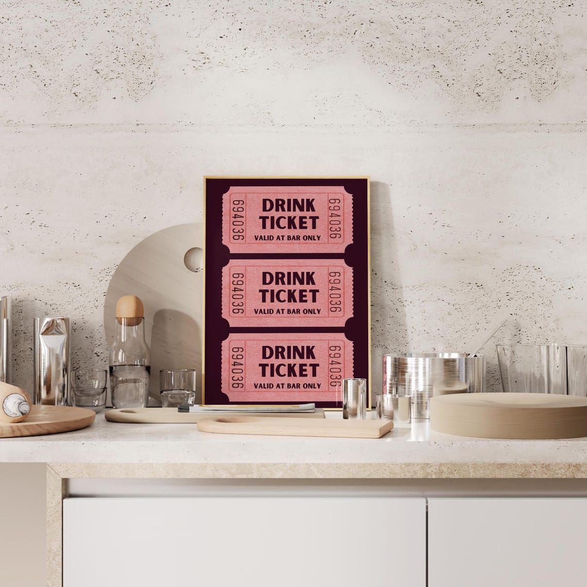 Drink Ticket Admit One, Happy Hour Bar Sign - Image 3