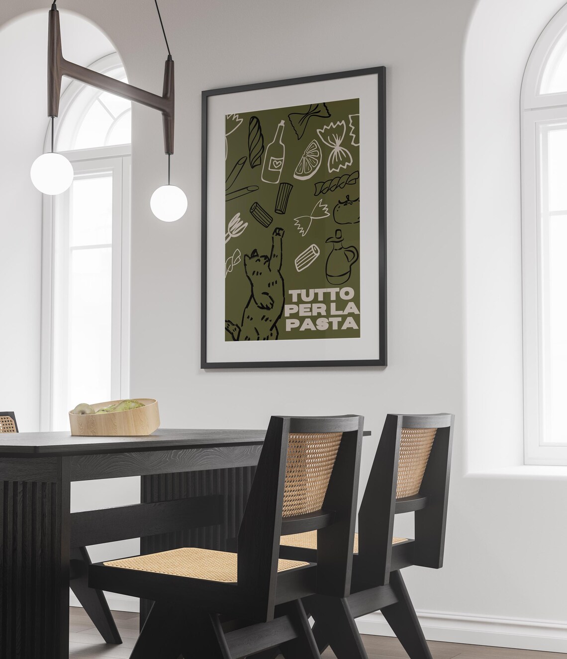 Funny Cat Pasta Kitchen Art Print, Quirky Decor - Image 2