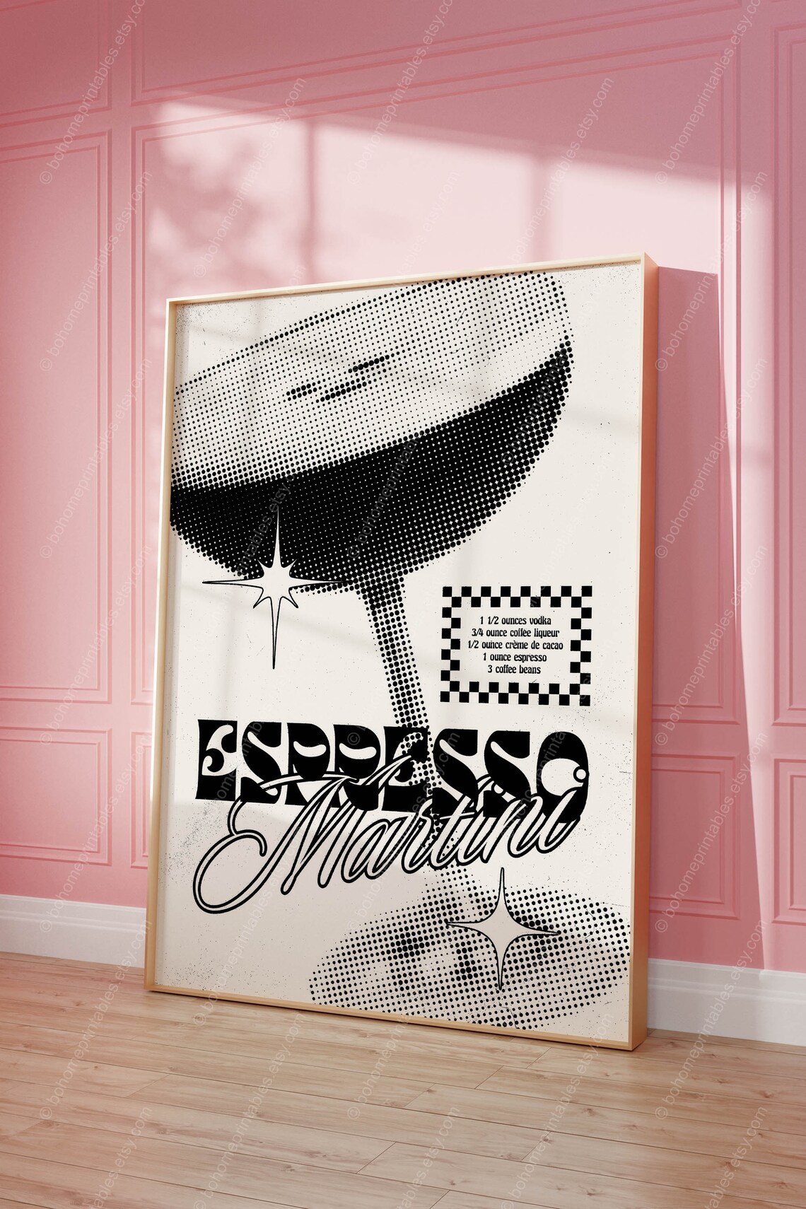 Espresso Martini Cocktail Retro Art Print