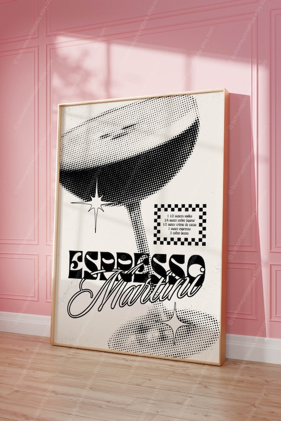Espresso Martini Cocktail Retro Art Print