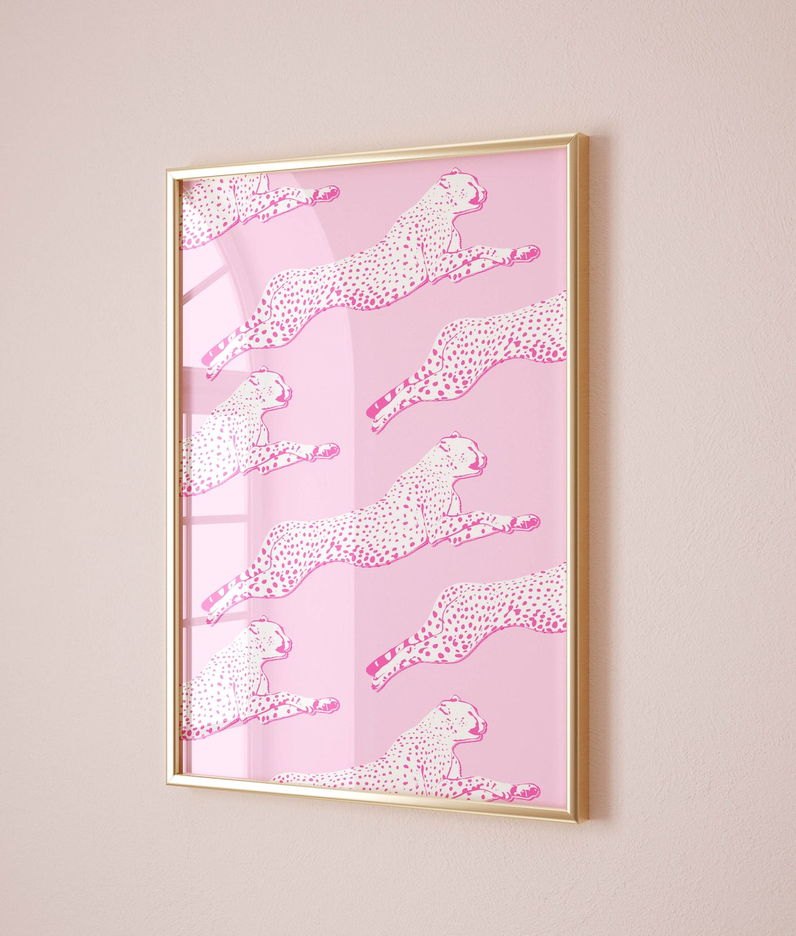 Pink Cheetahs Preppy Spotted Funky Pattern Trendy Animal Wall Art - Image 2