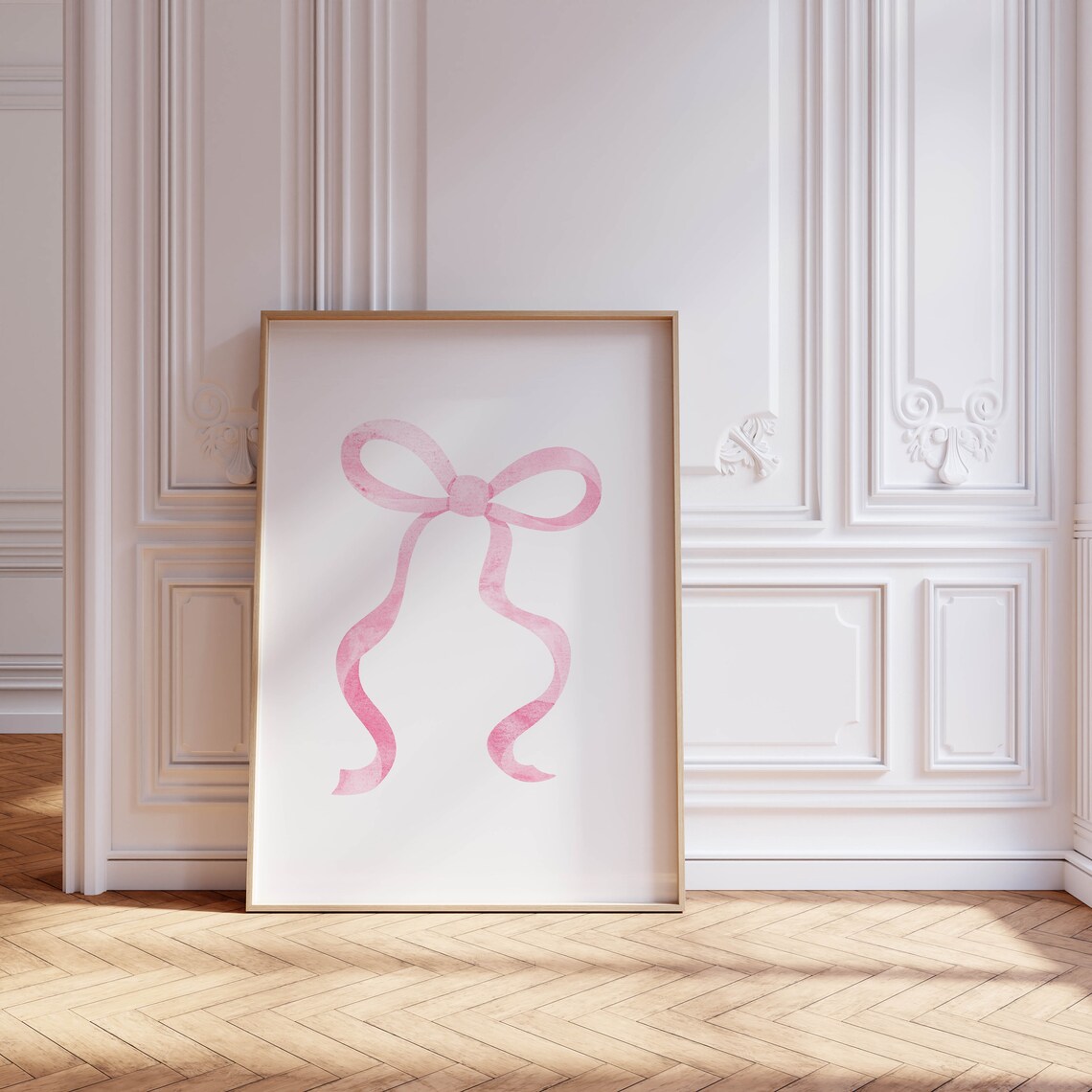 Coquette Ribbon Art Print, Pink Room Decor - Image 2
