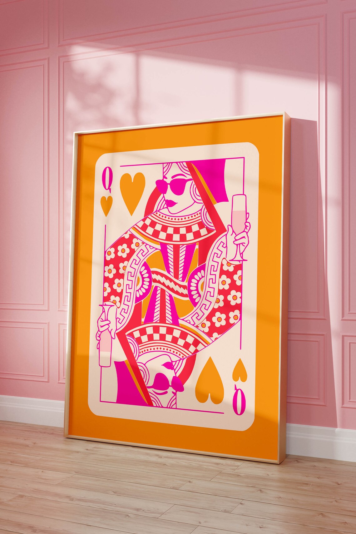 Queen Of Hearts Playing Card Funky Art Print - Image 2