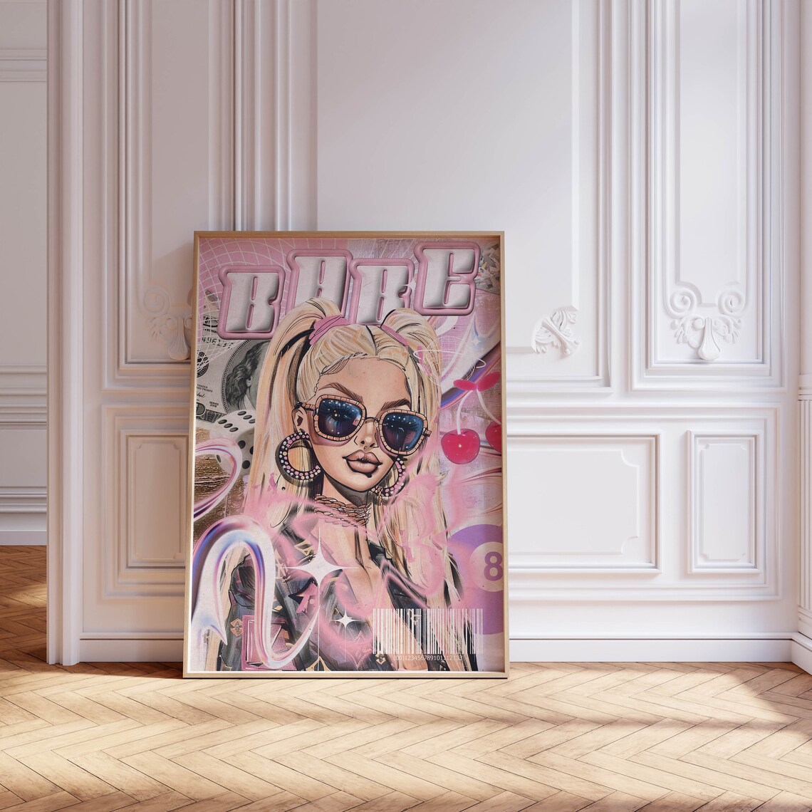 Babe Pink Y2K McBling Fashion Girl Glam Pop Art Illustration Poster - Image 2