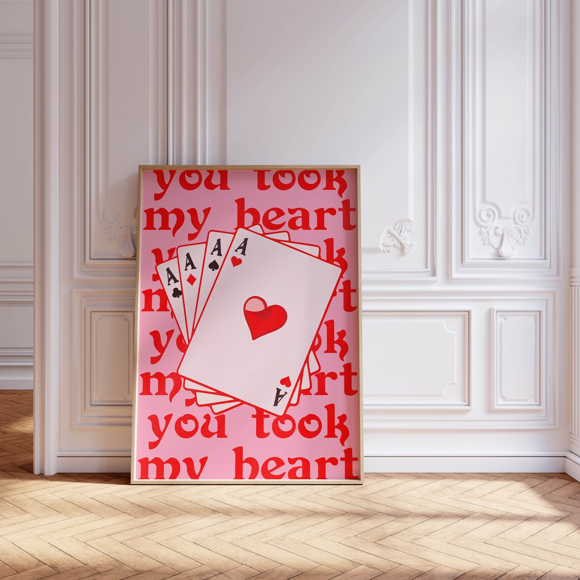 You Took My Heart Four Aces Playing Cards Valentine's Poster - Image 2