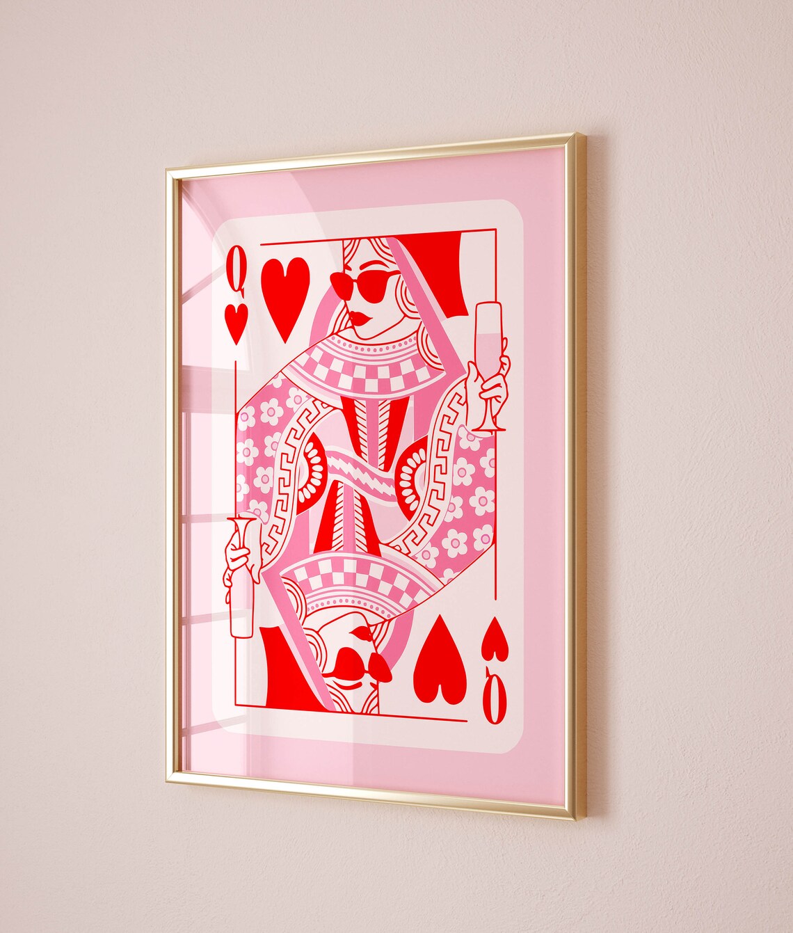 Queen Of Hearts Playing Card Poster, Preppy Y2K Decor - Image 2