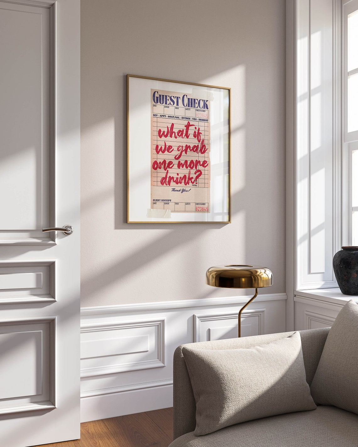 What If We Grab One More Drink Red Guest Check Receipt Art Poster - Image 2
