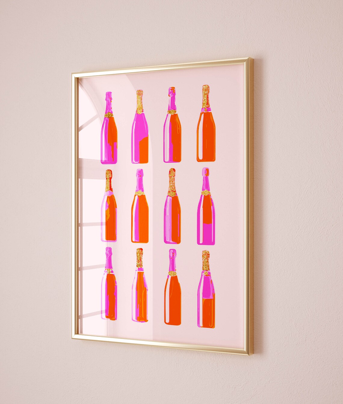 Champagne Bar Cart Decor Art Print, Trendy Apartment
