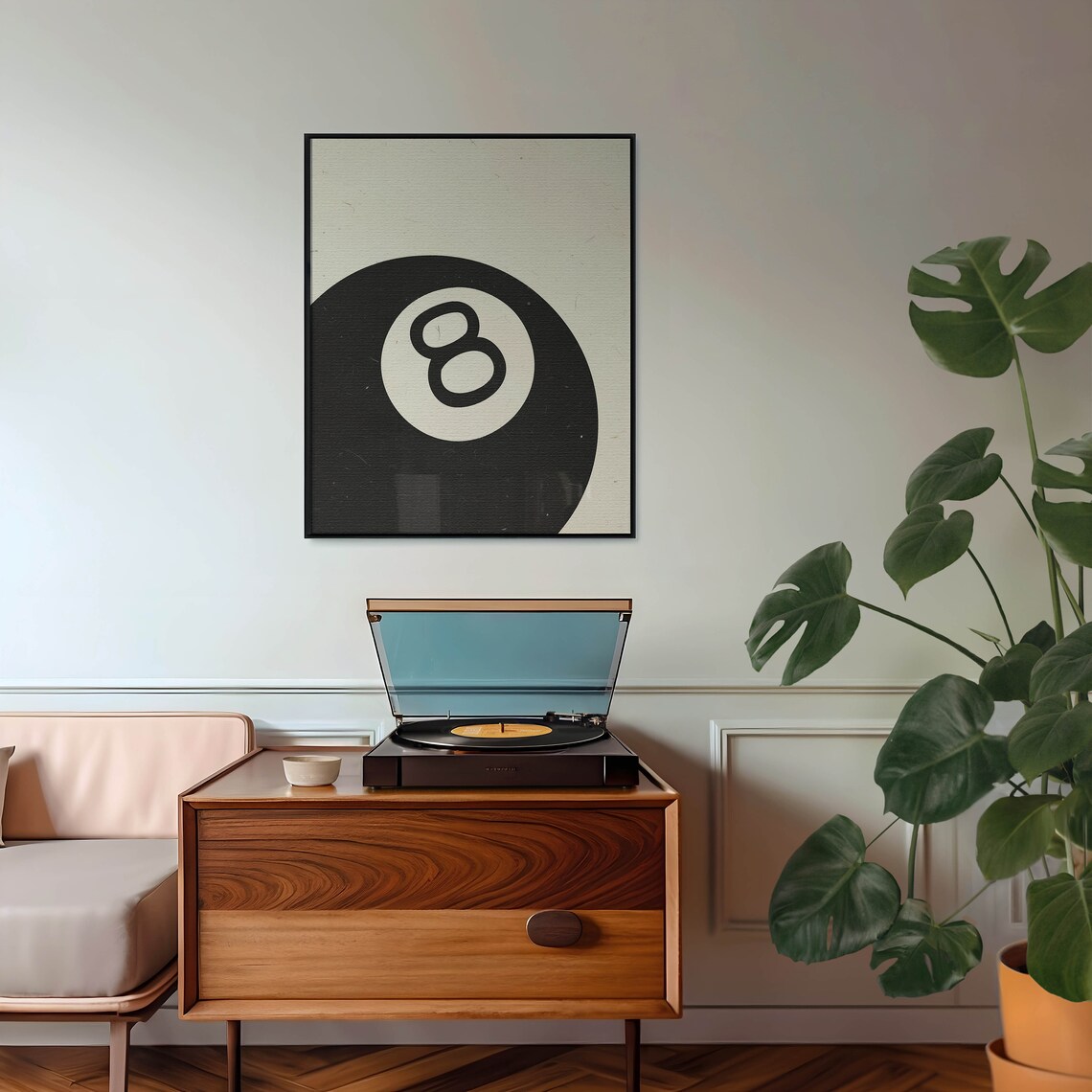 Magic 8 Ball Minimalist Black and White Retro Game Room Wall Poster - Image 3