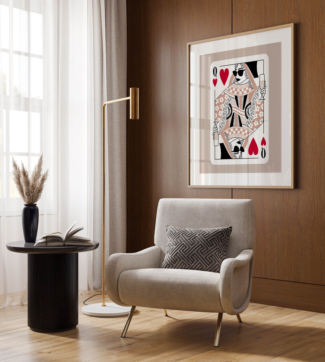 Queen Of Hearts Funky Retro Art Print - Image 2