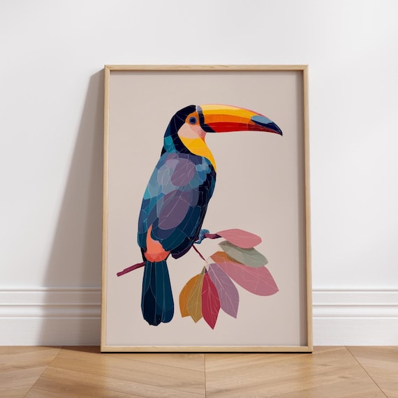 Geometric Toucan With Orange Beak Colorful Modern Bird Poster