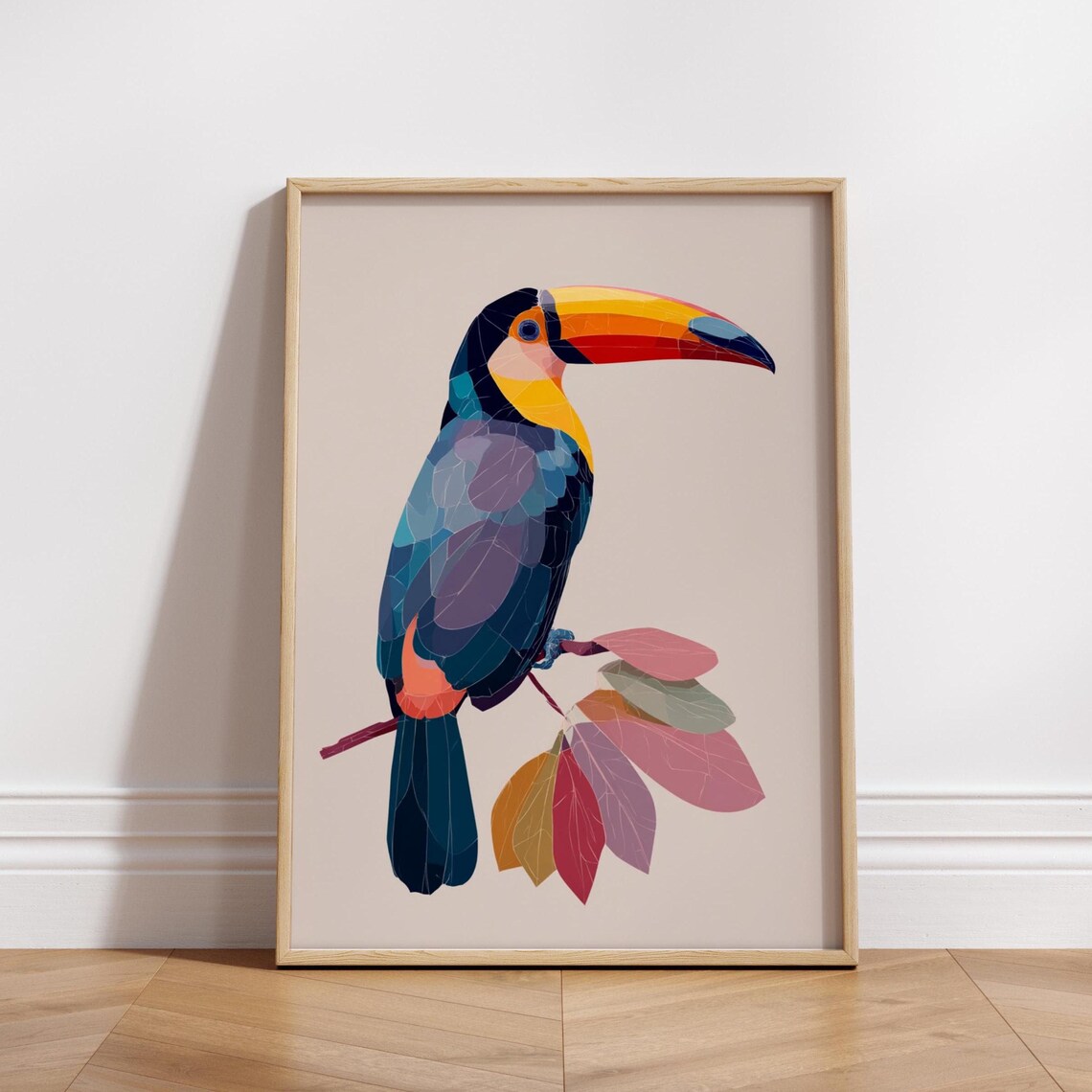 Geometric Toucan With Orange Beak Colorful Modern Bird Poster