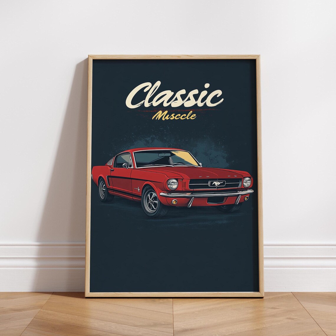 Classic Muscle Car Red Fastback Vintage Garage Decor Art Poster
