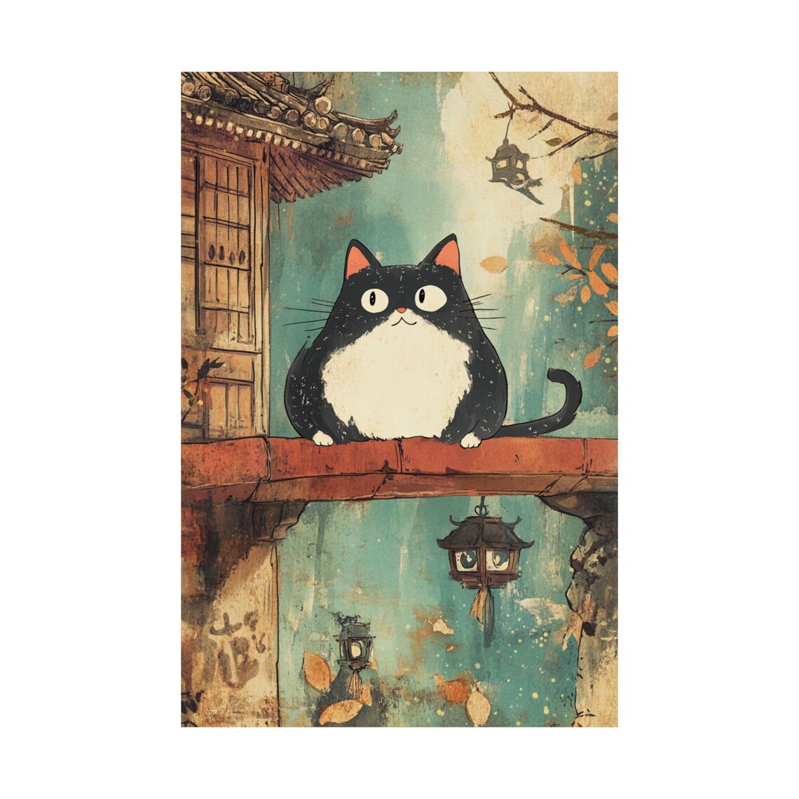 Whimsical Cat Vintage Animal Art, Cozy Home Poster - Image 2
