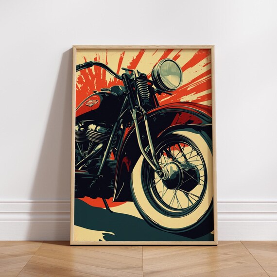 Vintage Motorcycle Matte Poster Retro Wall Art Biker Decor For Enthusiasts Home Office
