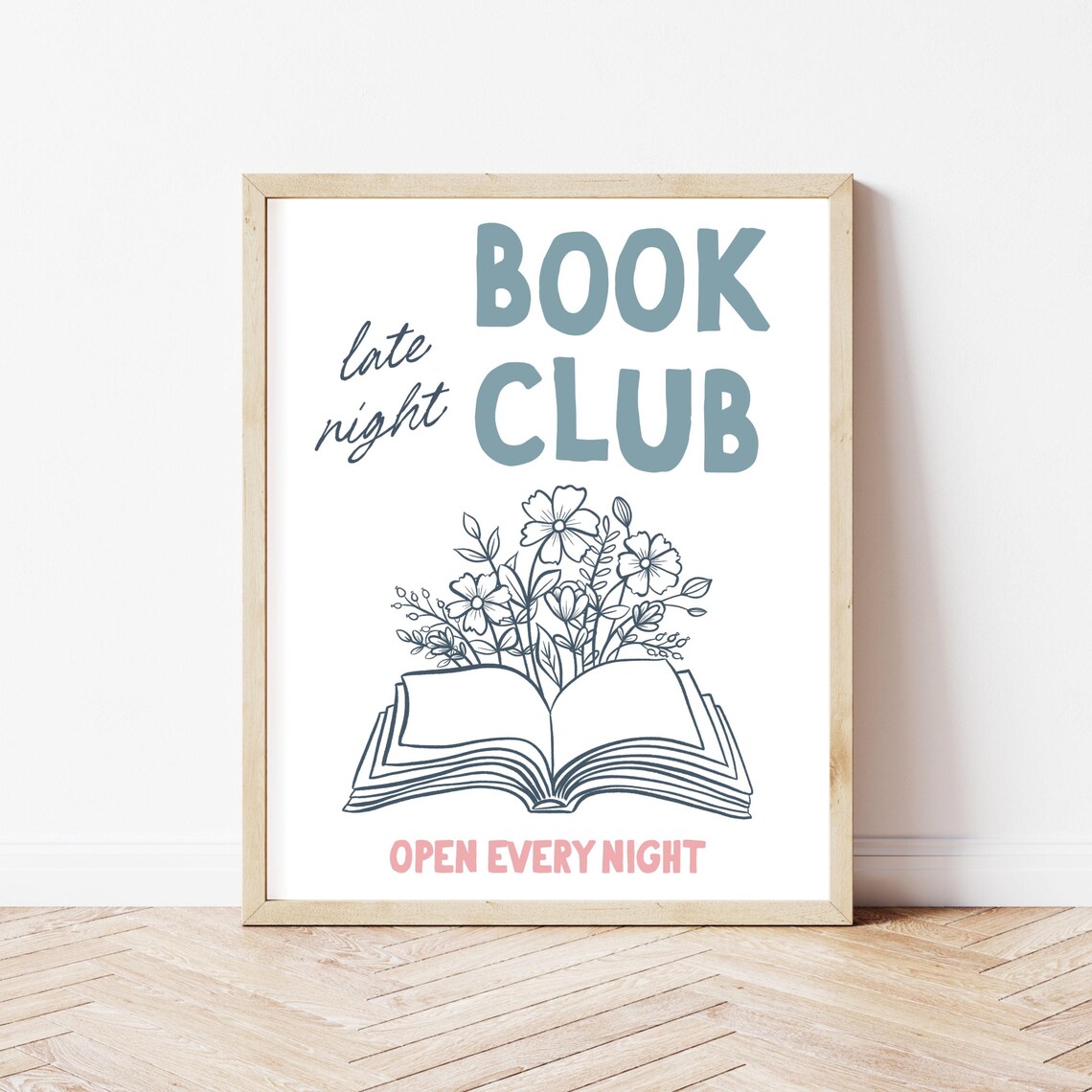 Late Night Book Club Open Every Night Bookish Reading Poster - Image 3