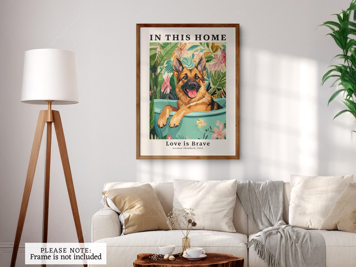 German Shepherd Art Print, Funny Bathroom Decor - Image 3