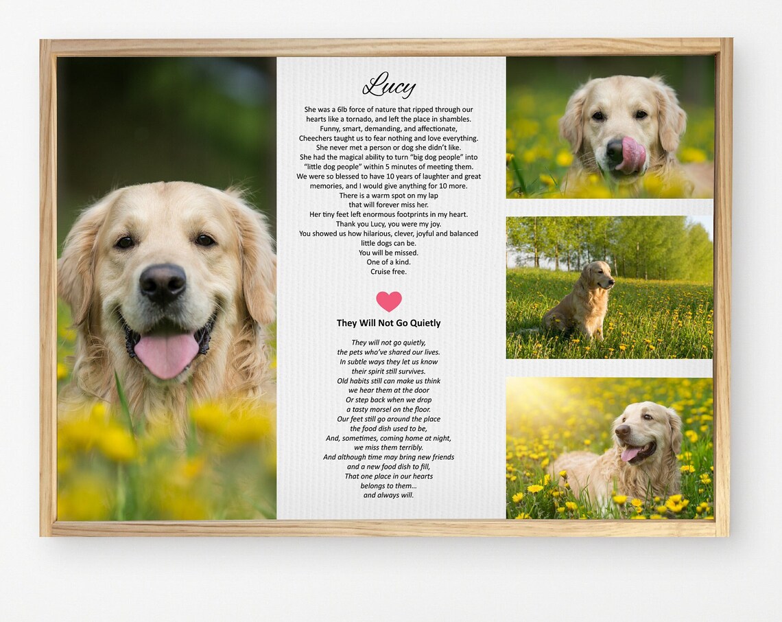 Custom Pet Photo Collage Memorial Poem Art Print