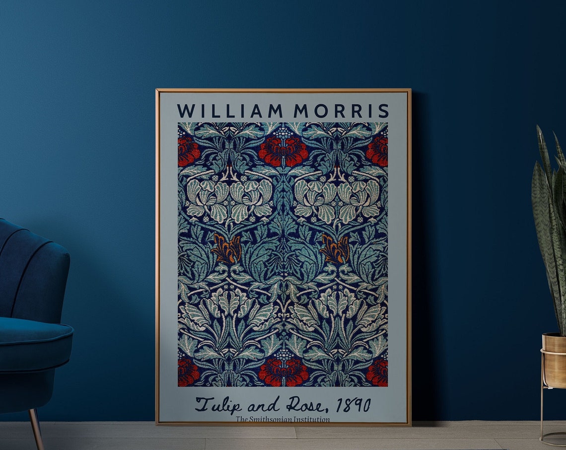 William Morris Tulip And Rose 1890 Floral Pattern Museum Art Poster