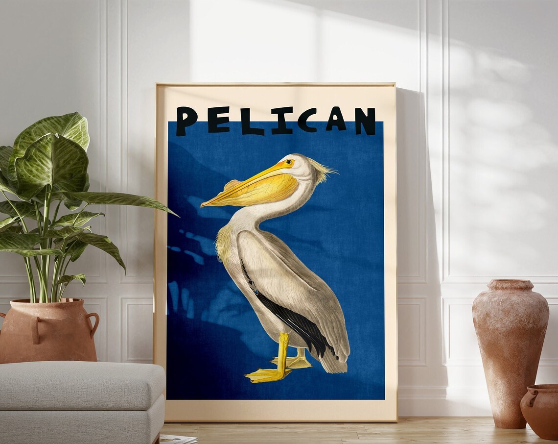 White Pelican Vintage Natural History Museum Exhibition Poster