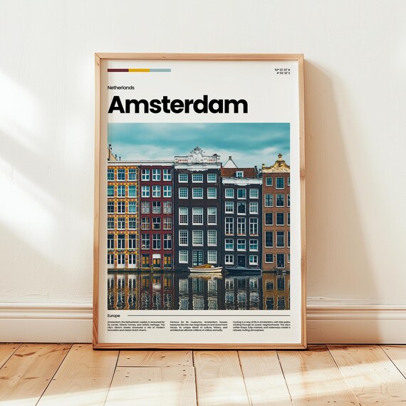 Amsterdam Poster Print Photo Wall Art Netherlands Travel Gift