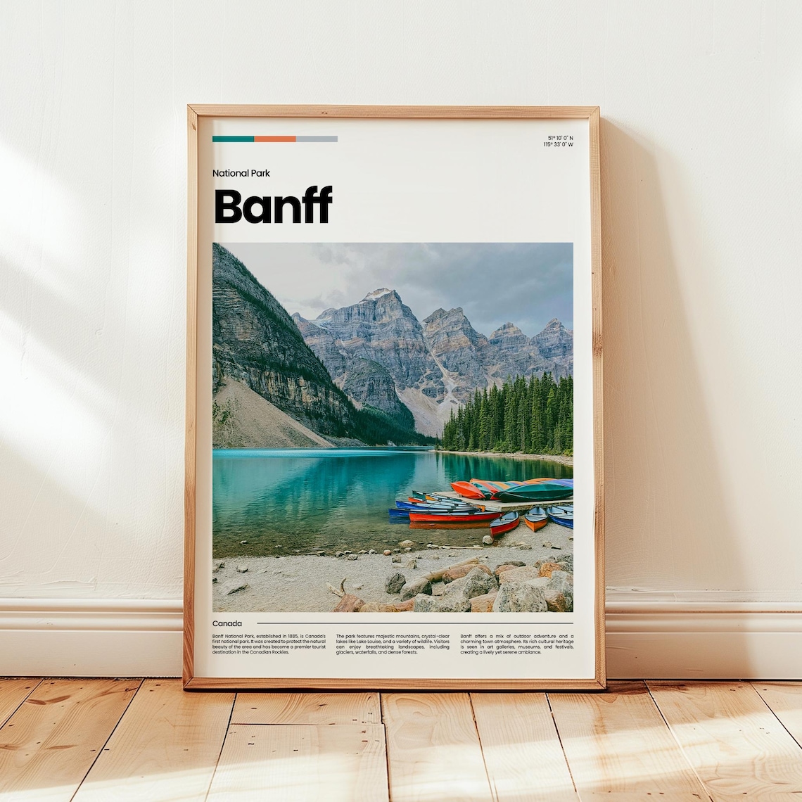 Banff National Park Moraine Lake Canoes Mountain Travel Poster