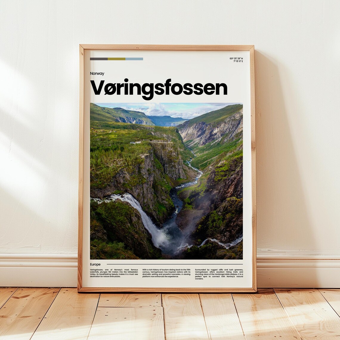 Voringsfosse Poster Print Photo Wall Art Norway Travel Gift