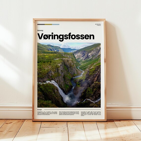 Voringsfosse Poster Print Photo Wall Art Norway Travel Gift