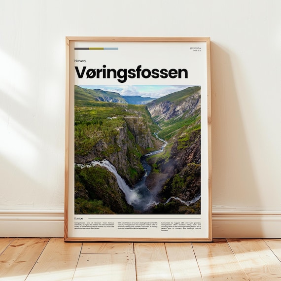 Vøringsfossen Dramatic Waterfall Canyon Norway Europe Travel Poster