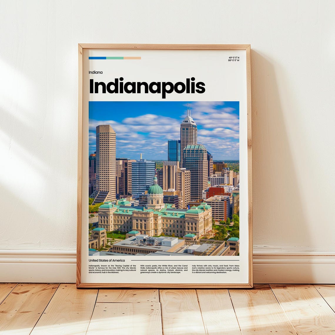 Indianapolis Poster Print Photo Wall Art Indiana Usa Travel Gift