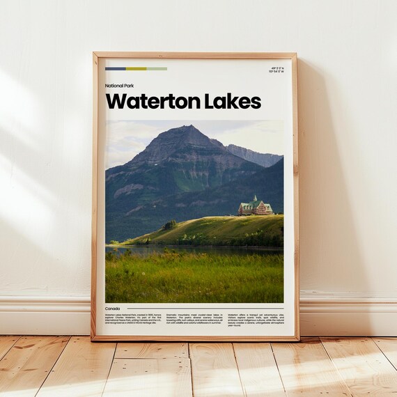 Waterton Lakes Poster Print Lake Photo Canada Travel Gift