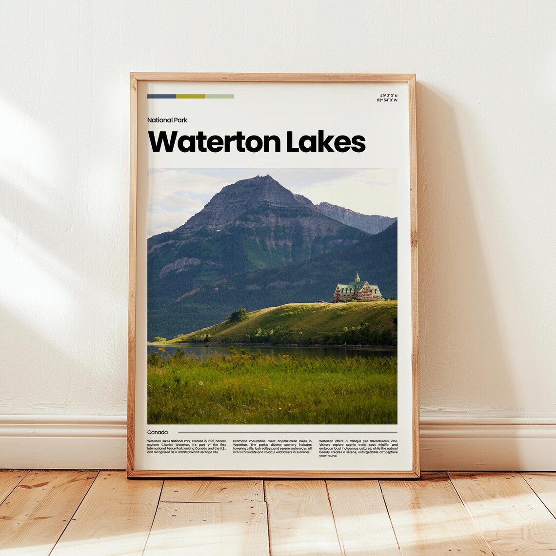 Waterton Lakes Poster Print Lake Photo Canada Travel Gift