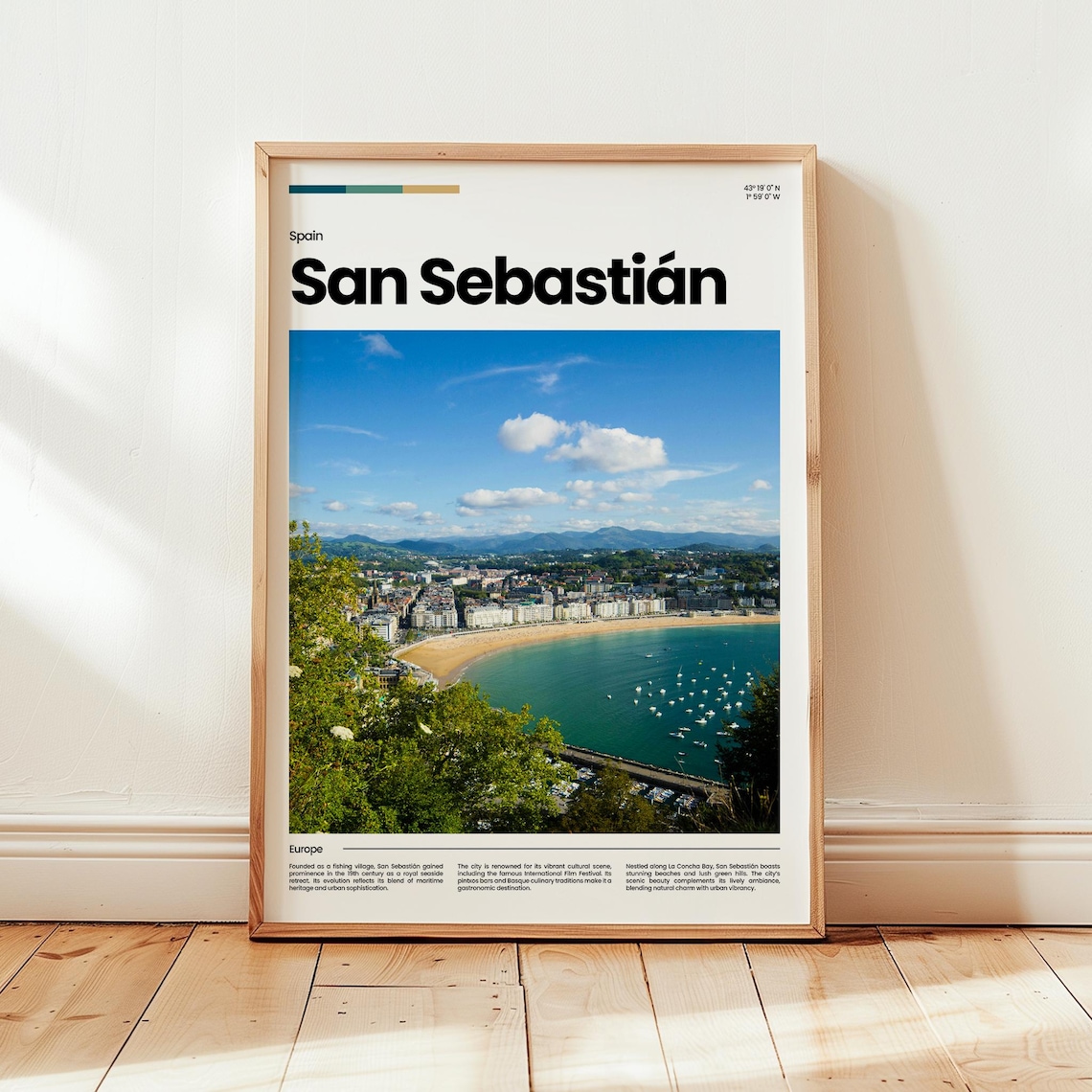 San Sebastian Spain La Concha Bay Photo Travel Europe Wall Art