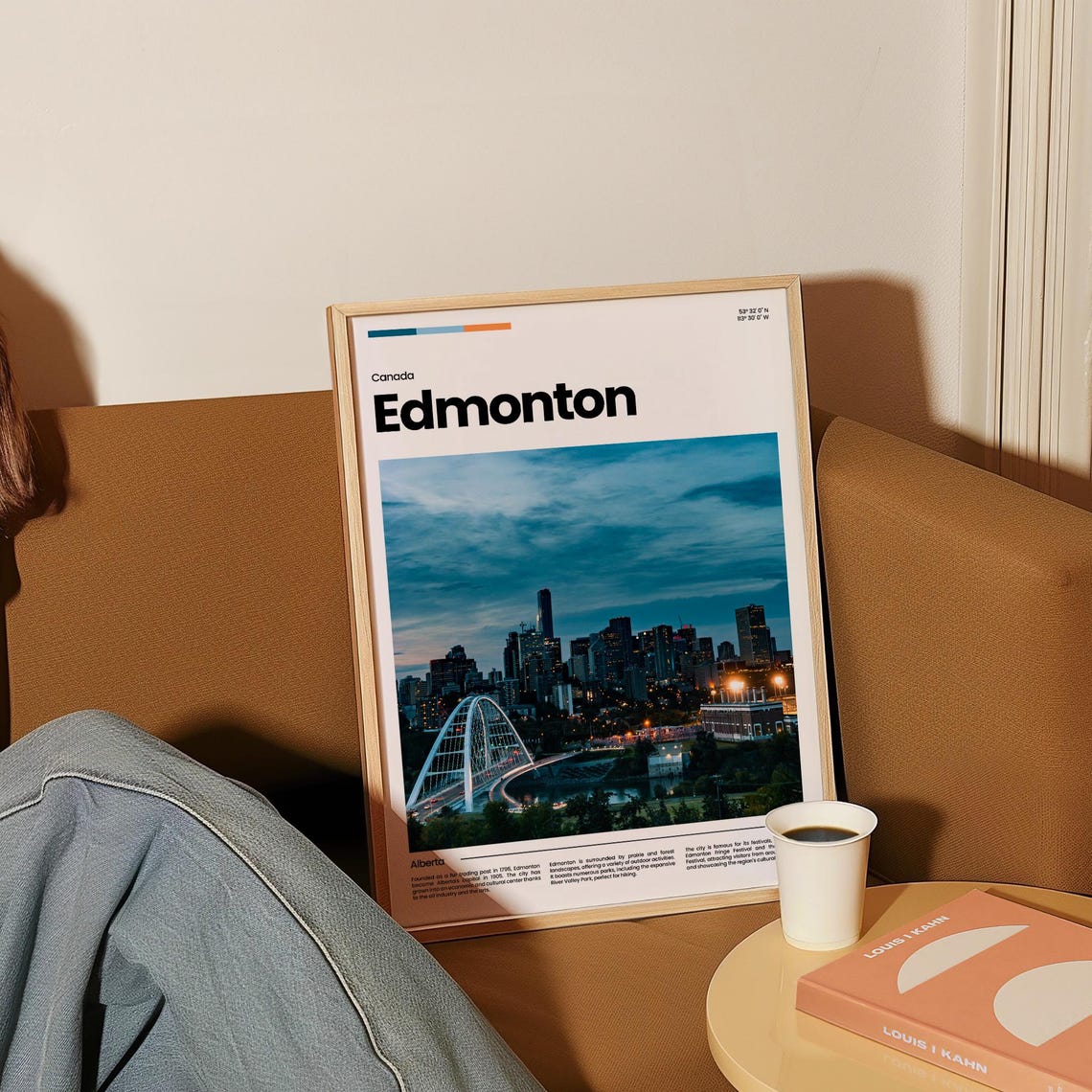 Edmonton Night Skyline Walterdale Bridge Canada Travel Poster - Image 4