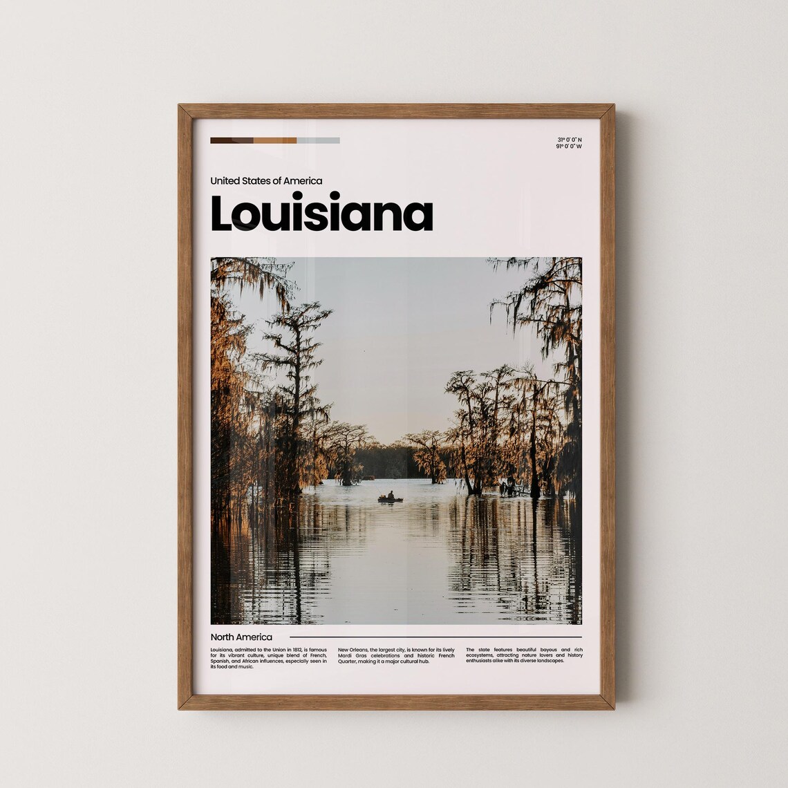 Louisiana Bayou Cypress Swamp Sunset Boat Scenic Nature Poster