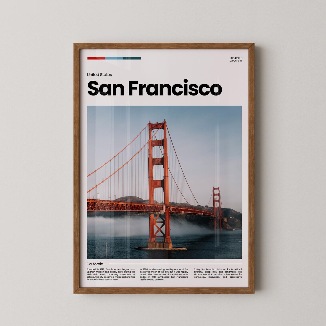 San Francisco Travel Poster San Francisco Poster San Francisco Photo Poster San Francisco Art Print United States Poster Travel Gift